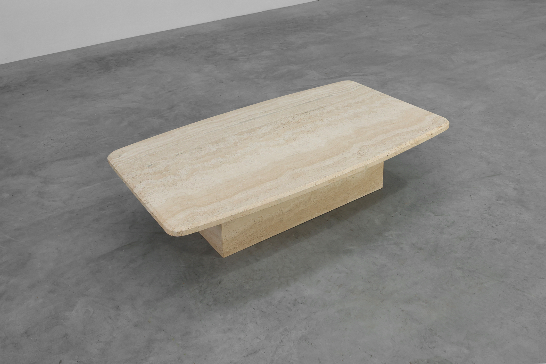 Sculptural organic travertine coffee table, France 1980sthumbnail